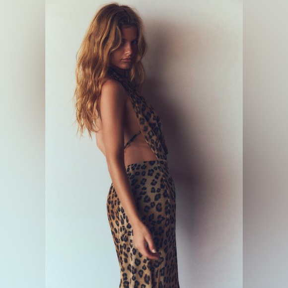 Zara Animal Print Tulle Halter Dress - Picture 2 of 3